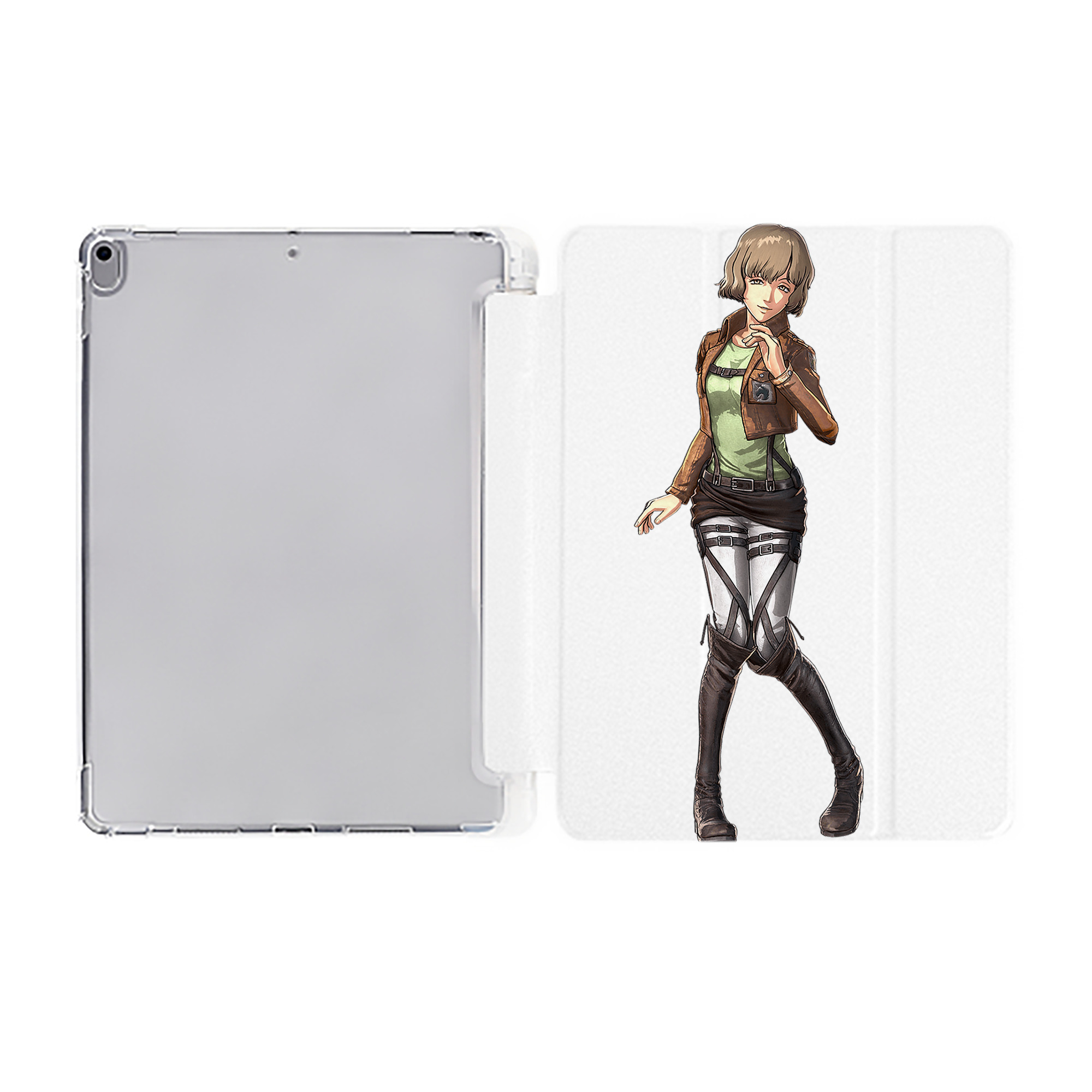 （画像用） 進撃の巨人 ヒツチ Attack on Titan Hitch IPad ケース ペン収納付き 三つ折りスタンド PUレザー×シリコン 対応機種9.5/10.5/10.9インチ
